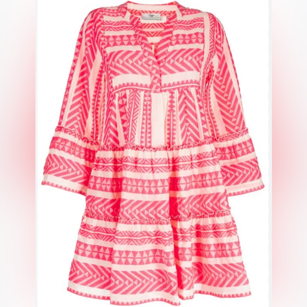 Aztec neon pink print dress by Devotion. Size Extra Small. “Ella Dress”